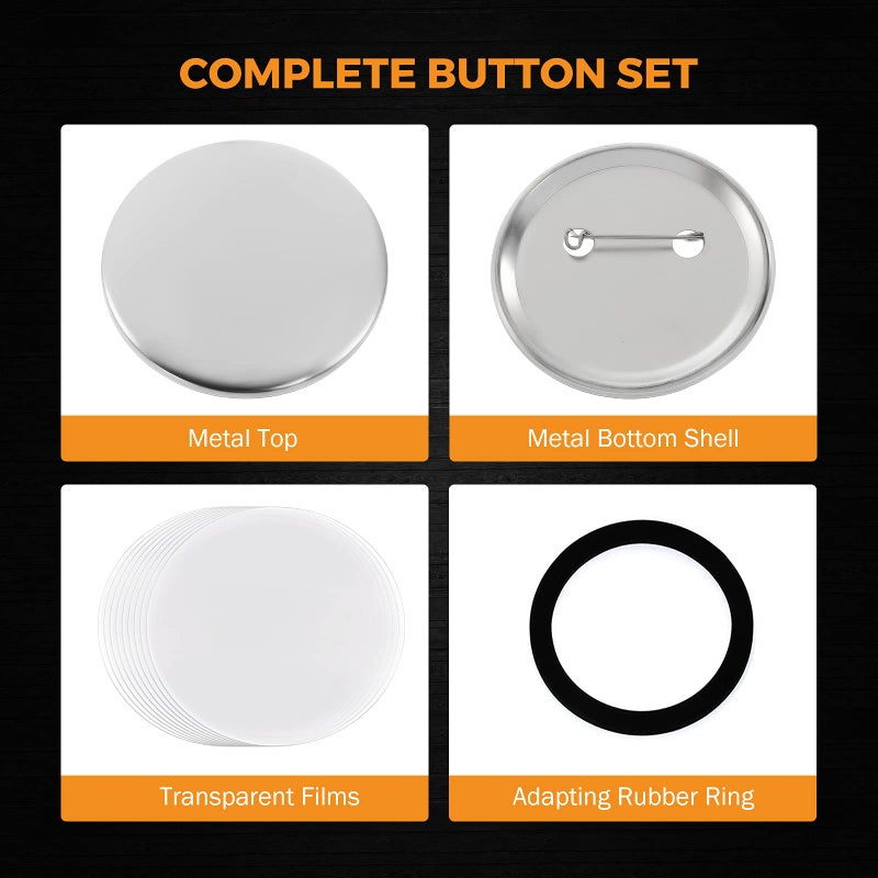 BEAMNOVA 100 Sets of Metal Button Supplies Blank 37mm / 1.46 in (Approx. 1-1/2 inch) for Button Maker Machine, Slick Metallic Back, Badge Making Parts Round DIY Pin Maker - Image 3